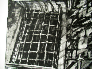 1980s Jo Ganter Etching Inspired by Piranesi Pencil Signed