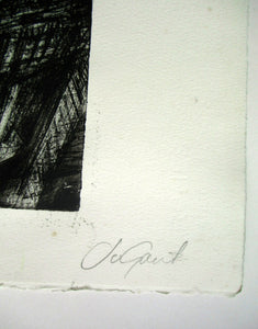 1980s Jo Ganter Etching Inspired by Piranesi Pencil Signed