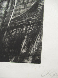 1980s Jo Ganter Etching Inspired by Piranesi Pencil Signed