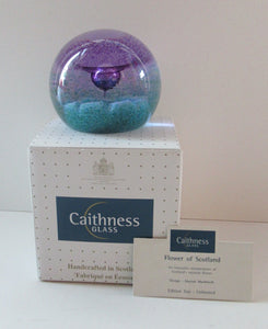 Vintage Scottish Caithness Glass Paperweight Flower of Scotland by Alastair Macintosh