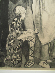 John Copley 1920s Original Lithograph British Prints The Sick KIng