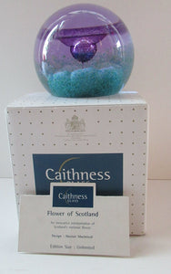 Vintage Scottish Caithness Glass Paperweight Flower of Scotland by Alastair Macintosh