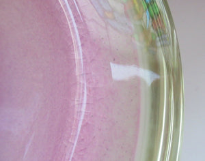 Vintage Murano Glass Geode Bowl Pink and White Seguso Style