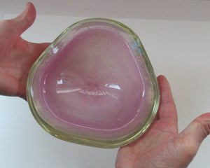 Vintage Murano Glass Geode Bowl Pink and White Seguso Style