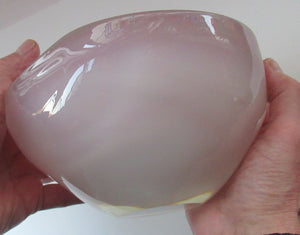 Vintage Murano Glass Geode Bowl Pink and White Seguso Style