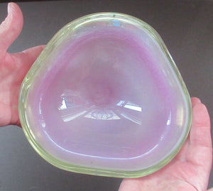 Vintage Murano Glass Geode Bowl Pink and White Seguso Style
