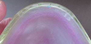 Vintage Murano Glass Geode Bowl Pink and White Seguso Style
