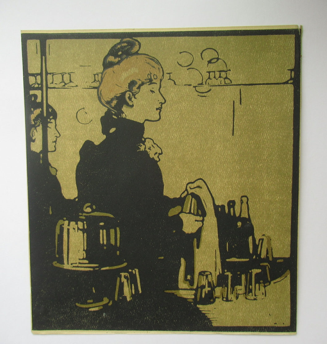 William Nicholsone London Types Barmaid Art Nouveau Print 
