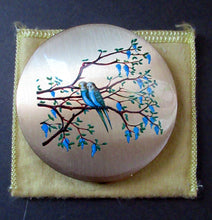 Load image into Gallery viewer, 1950s Vintage Stratton Powder Compact with Blue Budgies Pattern
