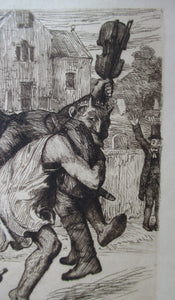 SCOTTISH ART. Rare Etching by Robert Bryden (1865 - 1939). Illustration to Burns "The Deil's Awa Wi' The Exciseman" (1895)