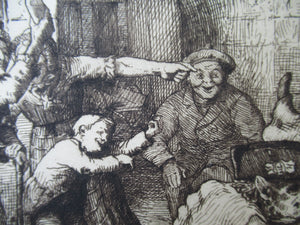 SCOTTISH ART. Rare Etching by Robert Bryden (1865 - 1939). Illustration to Burns "The Deil's Awa Wi' The Exciseman" (1895)