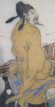 Load image into Gallery viewer, 1930s Hand Coloured Etching by Elyse Lord. Chinese Warriors on Horseback
