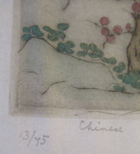 Load image into Gallery viewer, 1930s Hand Coloured Etching by Elyse Lord. Chinese Warriors on Horseback
