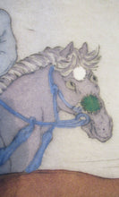 Load image into Gallery viewer, 1930s Hand Coloured Etching by Elyse Lord. Chinese Warriors on Horseback
