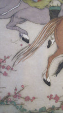 Load image into Gallery viewer, 1930s Hand Coloured Etching by Elyse Lord. Chinese Warriors on Horseback
