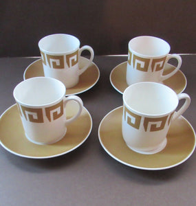 1970s Susie Cooper Wedgwood Old Gold Keystone  Cups and Saucers