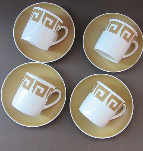 1970s Susie Cooper Wedgwood Old Gold Keystone  Cups and Saucers