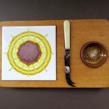 Load image into Gallery viewer, 1960s Syd Walker Ceramic and Oak Cheeseboard. Scottish Retail Historical Item
