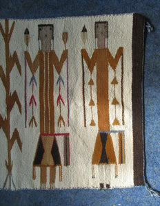 Vintage North American Folk Art Textile. Mid Century Navojo Yei Rug or Wall Hanging