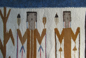 Vintage North American Folk Art Textile. Mid Century Navojo Yei Rug or Wall Hanging