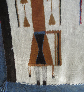 Vintage North American Folk Art Textile. Mid Century Navojo Yei Rug or Wall Hanging