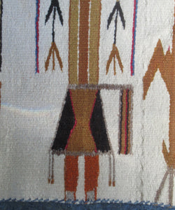 Vintage North American Folk Art Textile. Mid Century Navojo Yei Rug or Wall Hanging