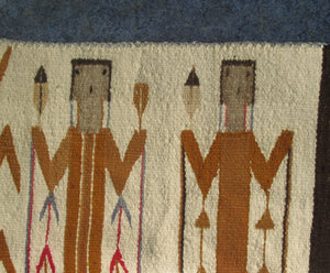 Vintage North American Folk Art Textile. Mid Century Navojo Yei Rug or Wall Hanging