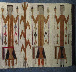 Vintage North American Folk Art Textile. Mid Century Navojo Yei Rug or Wall Hanging
