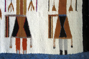 Vintage North American Folk Art Textile. Mid Century Navojo Yei Rug or Wall Hanging