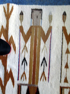 Vintage North American Folk Art Textile. Mid Century Navojo Yei Rug or Wall Hanging