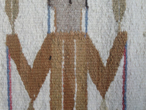 Vintage North American Folk Art Textile. Mid Century Navojo Yei Rug or Wall Hanging