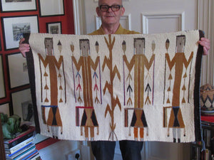 Vintage North American Folk Art Textile. Mid Century Navojo Yei Rug or Wall Hanging