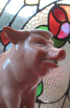 Load image into Gallery viewer, 1910s Novelty Inkwell &amp; Stamp Wetter. Strange Pink Pig Model. Antique GERMAN PORCELAIN
