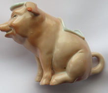 Load image into Gallery viewer, 1910s Novelty Inkwell &amp; Stamp Wetter. Strange Pink Pig Model. Antique GERMAN PORCELAIN
