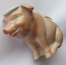 Load image into Gallery viewer, 1910s Novelty Inkwell &amp; Stamp Wetter. Strange Pink Pig Model. Antique GERMAN PORCELAIN
