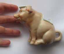 Load image into Gallery viewer, 1910s Novelty Inkwell &amp; Stamp Wetter. Strange Pink Pig Model. Antique GERMAN PORCELAIN
