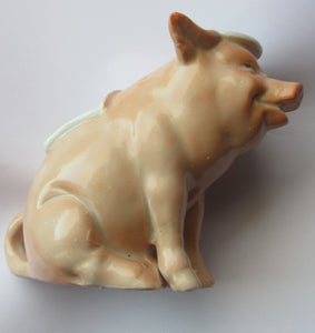 1910s Novelty Inkwell & Stamp Wetter. Strange Pink Pig Model. Antique GERMAN PORCELAIN