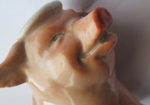 Load image into Gallery viewer, 1910s Novelty Inkwell &amp; Stamp Wetter. Strange Pink Pig Model. Antique GERMAN PORCELAIN
