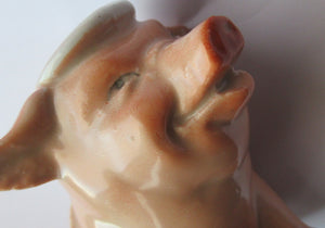 1910s Novelty Inkwell & Stamp Wetter. Strange Pink Pig Model. Antique GERMAN PORCELAIN