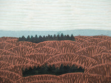Load image into Gallery viewer, Scottish Artist Robert Crozier Linocut Conifers in a Forest Framed
