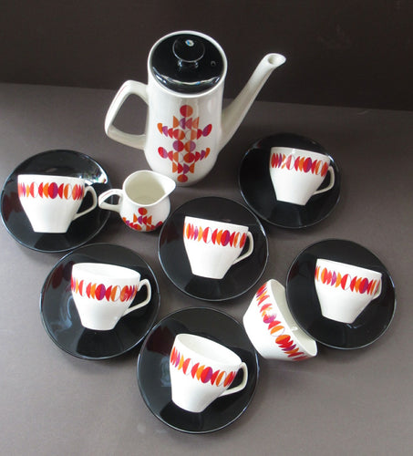 1960s British Empire Porcelain Coffee Set.  Eclipse Pattern
