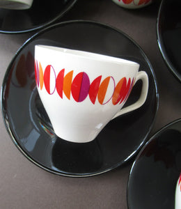 1960s British Empire Porcelain Coffee Set.  Eclipse Pattern