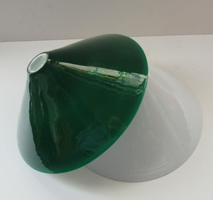 SINGLE Antique 1930s  Green Glass "Coolie" Hanging or Pendant Lightshade