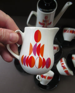 1960s British Empire Porcelain Coffee Set.  Eclipse Pattern