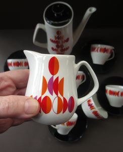 1960s British Empire Porcelain Coffee Set.  Eclipse Pattern