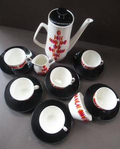 1960s British Empire Porcelain Coffee Set.  Eclipse Pattern
