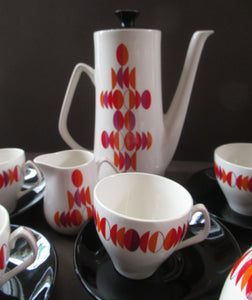 1960s British Empire Porcelain Coffee Set.  Eclipse Pattern