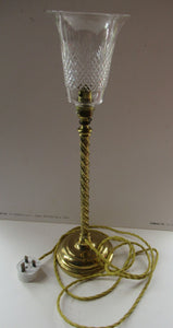 1920s Antique Vintage Desk or Brass Table Lamp with Clear Glass Shade