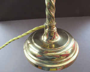 1920s Antique Vintage Desk or Brass Table Lamp with Clear Glass Shade