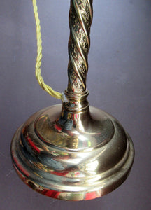 1920s Antique Vintage Desk or Brass Table Lamp with Clear Glass Shade